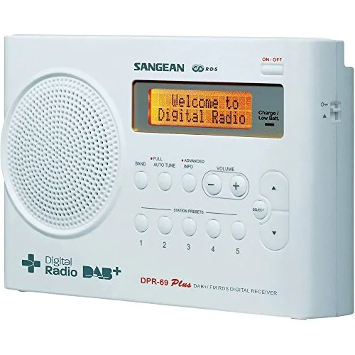 Sangean DPR-69+ tragbares DAB+ Digitalradio - UKW-Tuner, Batterie- und Netzbetrieb, mit praktischer Tastensperre für sicheres Hören