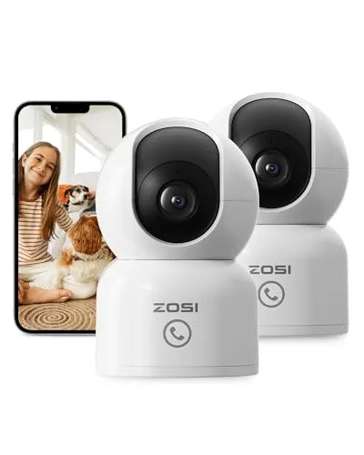 ZOSI 2er 4K Überwachungskamera Innen WLAN mit 64GB Speicherkarte