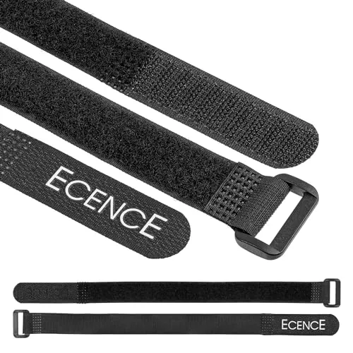 ECENCE Klett Kabelbinder wiederverschließbar, 12er Set für Drähte, Schnüre, Kabel, Universell zur Befestigung, Klettband Kabelsalat, Kabelklett Büro, Größe 2cm x 30cm