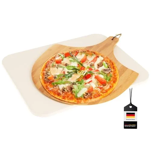 bremermann Pizzastein-Set 2tlg – Pizzastein inkl. Pizzaheber - Backbleche – Rechteckiger Pizzastein aus Cordierit für perfekte Pizzaböden, inkl. praktischem Pizzaheber für müheloses Servieren.