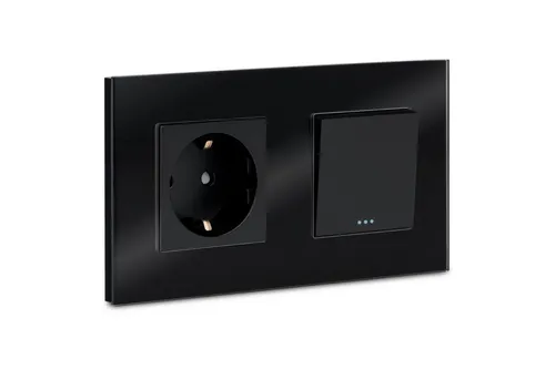 Navaris Lichtschalter Wandschalter mit Schuko - Design Glas - einfach (1-St)