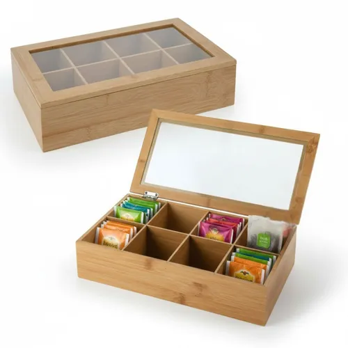 Teebox aus Holz 8 Fächer Aufbewahrungsbox Box Teekiste Teekasten Schmuckkiste