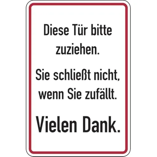 König Werbeanlagen Hinweisschild - Diese Tür bitte zuziehen - Selbstklebendes Hinweisschild in 300 x 200 mm, witterungsbeständig und ideal für die Wandmontage. Informiert klar und deutlich über das Schließen der Tür. Praktisches Design mit abgerundeten Ecken.