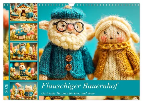 Flauschiger Bauernhof: Gestrickte Tierchen für Herz und Seele (Wandkalender 2026) - Wunderschöner Wandkalender DIN A3 mit liebevoll gestrickten Bauernhoftieren. Perfekt für Tierliebhaber und als Geschenk für jeden Anlass.