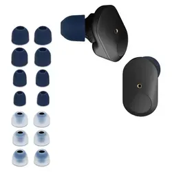 kwmobile 14x Ersatzpolster kompatibel mit Sony WF-1000XM3 / WF-1000XM4 / WF-1000XM5 - 4 Größen - Silikon Ersatz Ohrstöpsel In-Ear Kopfhörer - P... - Dunkelblau
