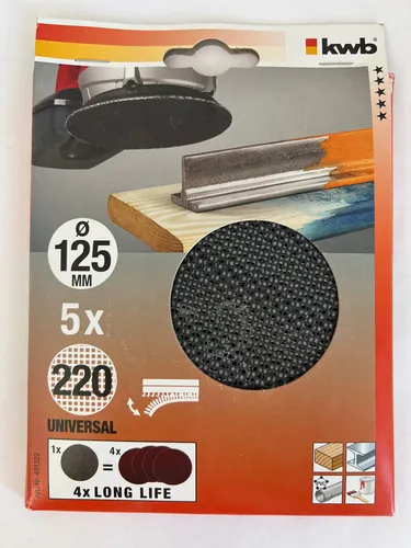 Multipack kwb 491322 Schleifpapier für Tellerschleifgerät 125 MM Körnung 220