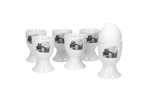 van Well Eierbecher 6er Set Eierbecher Black Flower 4,8cm