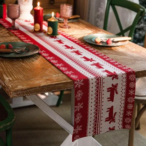 Festlicher Weihnachtsdeko Tischläufer 33×180cm - Eleganter bordeauxfarbener Tischläufer für eine festliche Atmosphäre, ideal für Weihnachtsfeiern und gemütliche Abende.