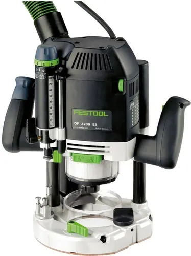 Festool Oberfräse OF 2200 EB-Plus - Hochleistungs-Oberfräse mit 2200 W, ideal für präzises Fräsen und einfache Tiefeneinstellung bis 80 mm. Perfekt für Profis und anspruchsvolle Heimwerker.