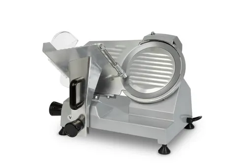 VERTES Gastro Aufschnittmaschine 120W, 220mm - Allesschneider für Gastronomie mit leistungsstarkem 120W Motor und einstellbarer Schnittstärke von 0 bis 12mm. Inklusive integriertem Schleifstein für stets scharfe Klingen.