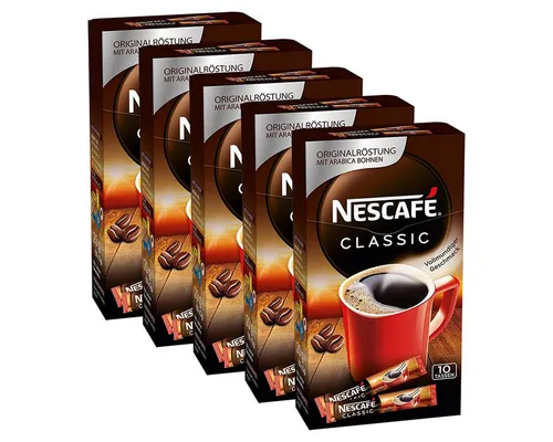 NESCAFE Kaffee, Nescafe Classic löslicher Instantkaffee Tassenpackungen 10x2g 5er Pack