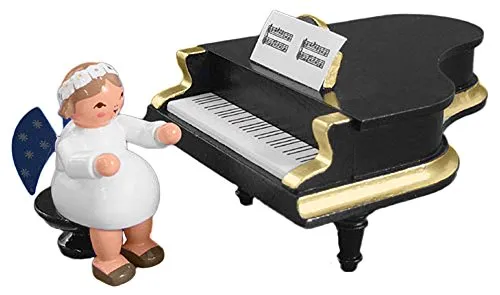 KWO Olbernhau 75653 Engel am Flügel – Erzgebirgische Handwerkskunst - Hochwertiger Engel aus Holz, 5 cm groß. Einzigartige Handarbeit aus dem Erzgebirge, ideal als dekoratives Sammlerstück oder Geschenk.