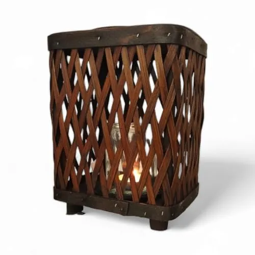 FTWDesign Laterne Bambus Deko mit Kerzenglas