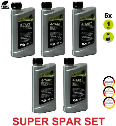 Rasen mäher Traktor Hochwertiges Motor Öl 4-Takt 10W-30 SPAR SET 5 x 1 Liter