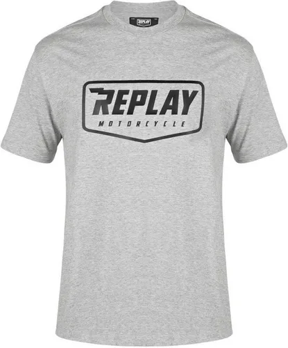 Replay Logo T-Shirt, grau, Größe XS für Männer - Stylisches T-Shirt mit Rundhalsausschnitt und großem Replay Logo-Frontprint. Ideal für lässige Outfits und bequem im Alltag.