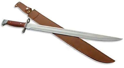 KS-11 XXL Machete Bajonett Full Tang Klinge, länge 510 mm mit Kunstleder-Holster, Militär Messer Seitengewehr Jagdmesser braun Silber