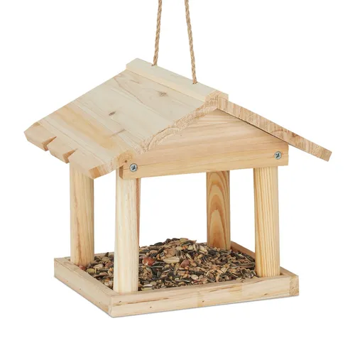 Vogelhaus Vogelfutterhaus 700 g - Mini-Vogelhaus aus Holz - Vogelhäuser, leicht und unbehandelt, ideal für die Fütterung von Wildvögeln im Garten. Hängend in schöner Villa-Form, perfekt für naturnahe Gärten.