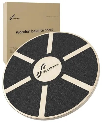 Balance Board, Sportneer Tablett von Gleichgewicht/Wackelbrett/Balance Trainer/Sitzkissen Gleichgewicht Professionel aus Holz für die Übung, Gym, Sport Performance Enhancement (Schwarz)