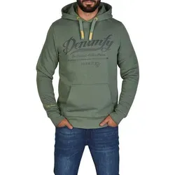 DENIMFY Hoodie Herren DFArno - Regular Fit Kapuzenpullover in Forest Green, Größe 4XL - Stylischer Kapuzenpullover für Herren mit modischem DENIMFY Logo Print. Elastische Rippbündchen und praktische Kängurutasche. Ideal für jede Jahreszeit und vielseitig einsetzbar.