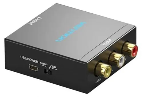 RCA-zu-HDMI-Adapter Vention AEFB0 Schwarz - Videokabel & -stecker, wandelt RCA-Signale in HDMI um für eine einfache Verbindung von älteren Geräten mit modernen Fernsehern.
