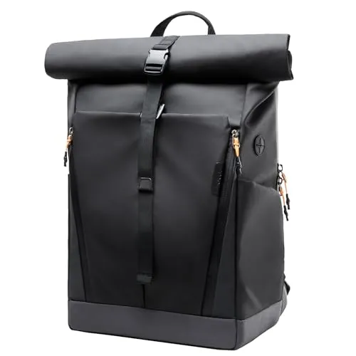 Inateck RollTop Rucksack 25L für Herren und Damen – Spritzwassergeschützt - Vielseitiger Rucksack mit erweiterbarem Volumen, ideal für Schule, Arbeit und Reisen. Mit reflektierenden Details, separatem Laptopfach und atmungsaktivem Rückenteil für optimalen Tragekomfort.
