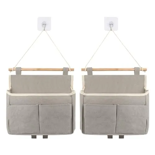 Stück Hängeorganizer, Hohe Kapazität Hängeaufbewahrung Tür Organizer Hängeorganizer Bad mit 2 Haken, Faltbares Leinen Wand Organizer Hängend für Zuhause, Büro, Schlafsaal, Bad 2