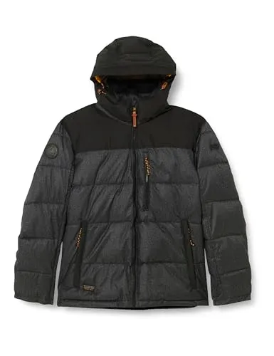 camel active 430190/2O28 Funktionsjacke - Wetterfeste Funktionsjacke mit abnehmbarer Kapuze, Fleecefutter in Taschen und stylischem Materialkontrast – ideal für aktive Abenteuer im Freien.