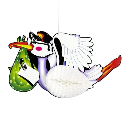 Widmann 95775 - Wabenball, Storch, Ø 44 cm, Dekoration, Babyparty, Kinderfest