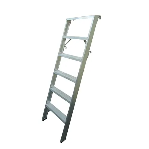Weise Alu Anlegeleiter 2,75 m senkrechte Höhe, 11 Stufen, trittsichere Stufen mit hoher Stabilität, Anlegeleiter für Regale, mit rutschfesten Gummifüßen, mit 2 Paar Haken, DIN EN 131