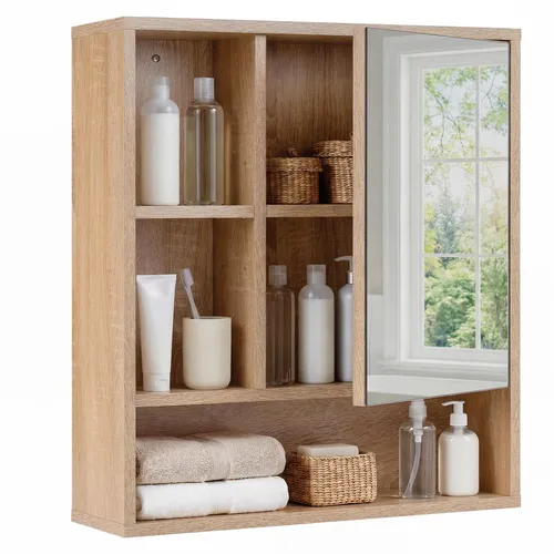 COSTWAY Spiegelschrank mit Spiegel- und Stauraum