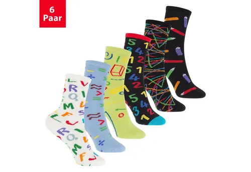 Footstar Freizeitsocken Bunte Kinder Baumwoll Basic Socken (6 Paar) Fun Motive