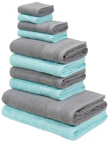 my home Handtuch Set Afri, 10-teiliges Set aus 100% Baumwolle - Handtuch-Sets, hautfreundlich und pflegeleicht, ideal für Badezimmer und Gäste-Bad, waschmaschinenfest bis 60 °C und trocknergeeignet.