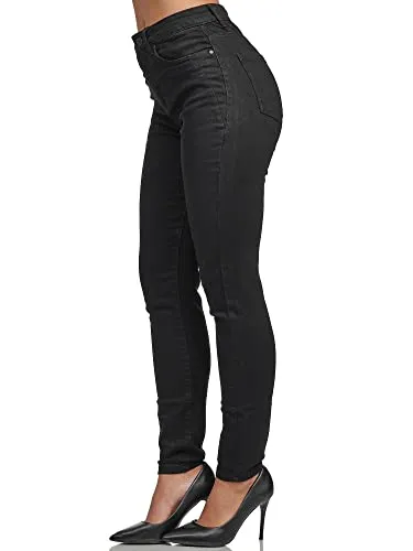 Tazzio Damen High Waist Skinny Jeans – Figurformende Stretch Denim Hose in Schwarz (Größe 34) - Moderne Damenjeans mit hohem Bund und Slim Fit. Der Stretchanteil sorgt für besten Tragekomfort. Langlebig und pflegeleicht, ideal für jeden Anlass.