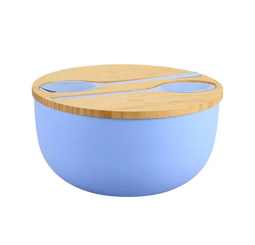 KESPER® Salatschüssel mit Deckel und Salatbesteck, 4-tlg Set - Rührschüsseln aus geschmacksneutralem Polypropylen, ideal für den Haushalt. Der Deckel aus FSC®-zertifiziertem Bambus hält den Salat frisch und appetitlich.