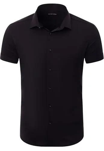 Reslad Herren Hemd Kurzarm Slim Fit | Elegantes Freizeit- und Businesshemd in Schwarz XL - Stylisches Kurzarmhemd für Herren – Ideal für Sommer und Freizeit, bietet optimalen Komfort und eine moderne Slim Fit Silhouette. Perfekt für lässige Anlässe oder elegante Business-Outfits.
