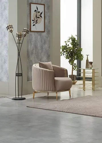 Design Sessel Einsitzer Beige – Moderner Polstersessel für Ihr Wohnzimmer - Eleganter Sessel für Erwachsene, ideal für entspannte Stunden. Mit einer komfortablen Polsterung und stilvollem Design, passt perfekt in jedes Zimmer. Maße: 85 x 87 x 77 cm, Sitzhöhe 40 cm.