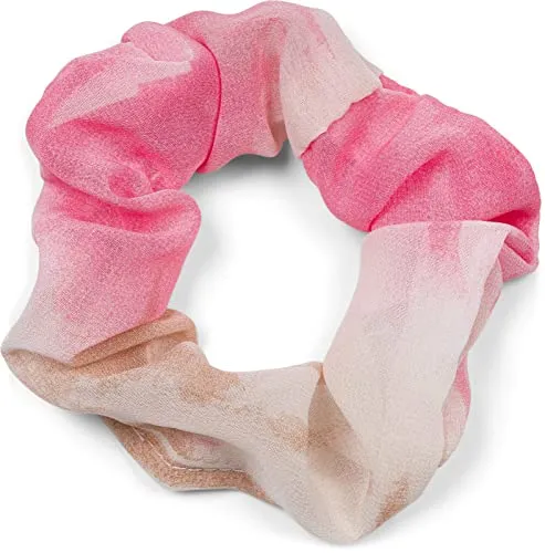 styleBREAKER Damen XXL Haargummi mit buntem Farbverlauf Muster, elastisch, Scrunchie Retro Style, Zopfgummi 04027039, Farbe:Koralle-Braun