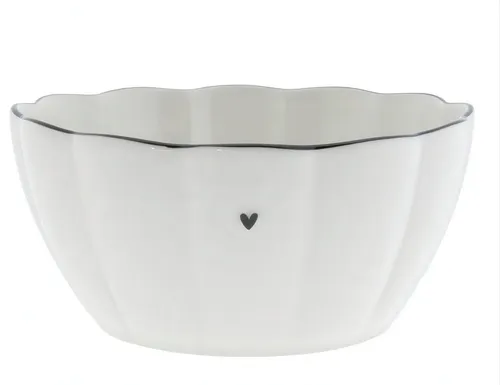 Bastion Collections Müslischale Ruffle Heart, Keramik, Spülmaschinengeeignet, Weiß, Motiv: Herzen