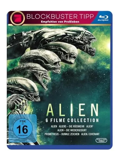 Alien 1-6 Blu-ray - Sci-Fi Klassiker, freigegeben ab 16 Jahren und perfekt für Filmabende