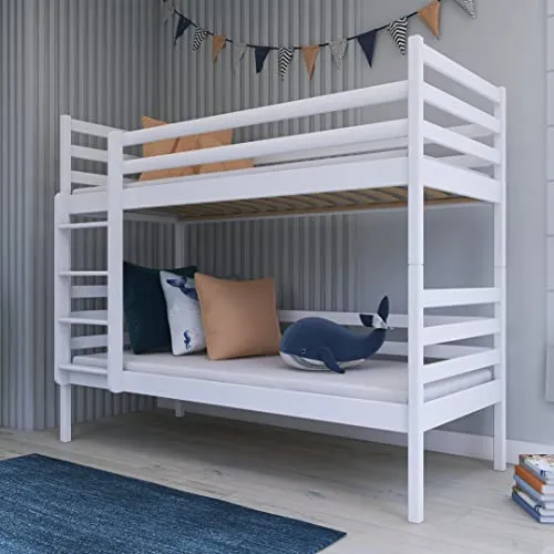 Kids Collective Hochbett 90x200 mit Rausfallschutz - Betten - Sicheres Hochbett aus FSC Kiefer-Vollholz, umbaubar in zwei Kinderbetten und mit bis zu 100kg belastbar, ideal für sichere Nächte.
