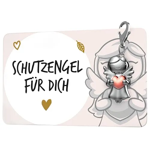 FABACH Beste Freundin Schutzengel Schlüsselanhänger mit Herz und Karte