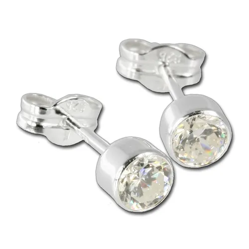SilberDream Ohrringe 5mm für Damen 925 Silber Ohrstecker Zirkonia weiß SDO503W