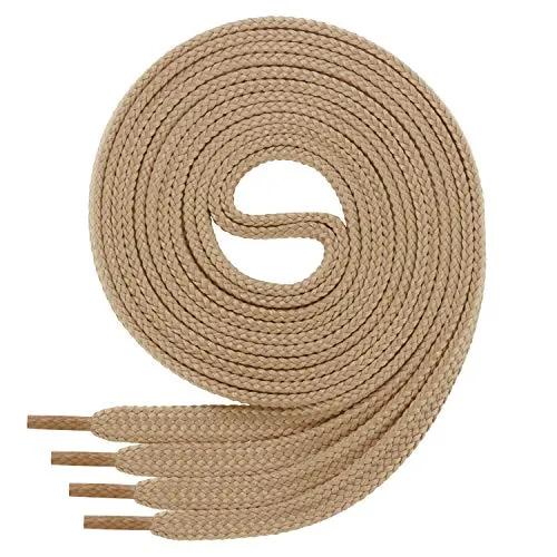 Di Ficchiano 1 Paar SCHNÜRSENKEL camel flach 7mm breit für Sneaker Sportschuhe Lederschuhe - flache Schuhbänder sehr reißfest - Shoe Laces Farbe: camel 120cm
