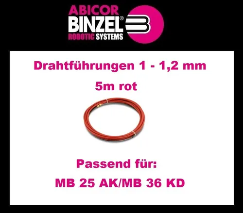 ABICOR BINZEL Drahtführungen 1-1,2 mm 5 m rot Seele isoliert # 124.0035