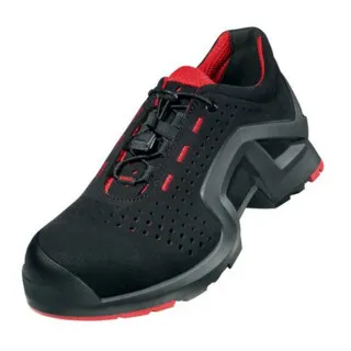 uvex 1 8519242 Sicherheitsschuh S1P - Größe 42, Schwarz/Rot - Arbeitsschutzschuh nach EN ISO 20345:2011-S1P, atmungsaktives Microvelours mit Perforationen für optimale Luftzirkulation und Wohlfühlklima.