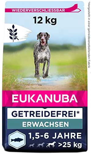 EUKANUBA Adult Large getreidefrei 12kg - Hundefutter für große Rassen, getreidefrei und ideal für empfindliche Hunde mit Allergien.