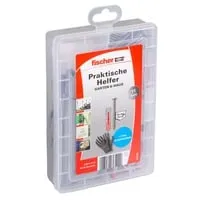 fischer easyDIY Box Garten und Balkon rostfrei 553339 Dübel- und Schrauben-Sortiment, 71-teilig