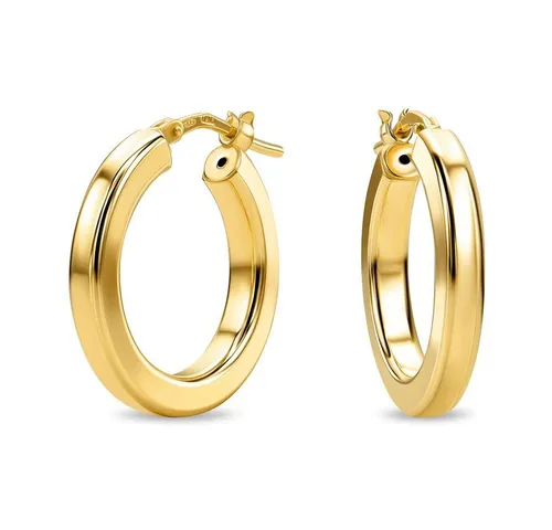 Miore Paar Creolen MAR003SE - 925 Sterling Silber 18Kt vergoldet 15mm Durchmesser, Damenohrringe handgefertigt in Italien