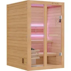 DEKO VERTRIEB BAYERN Sauna XXL Luxus LED Finnische Sauna 140x120 SET