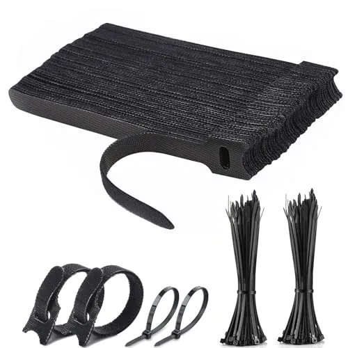 Eupneicu Kabelbinder Schwarz Set, Kabelbinder [50 Stück] + Nylon Kabelbinder [200 Stück], Kabelbinder Wiederverwendbare, Für Hause Und Büro Kabel Organizer